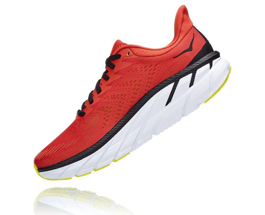 Running Shoes Mens - Hoka One One Clifton 7 - Red - COSJHNR-72